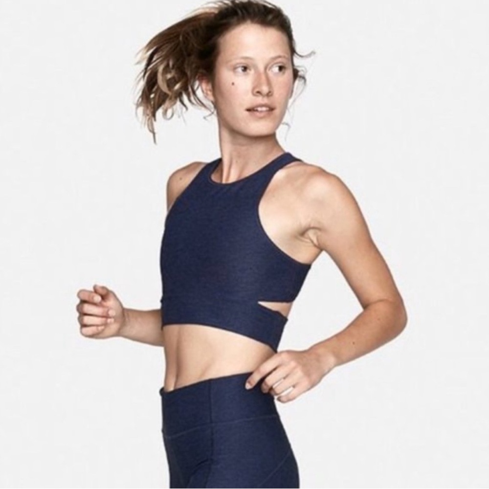 Navy blue, slimming, comfortable workout top & pants. sold as a set